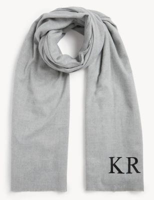 M&S Personalised Womens Blanket Scarf - Grey, Grey