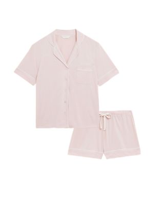 M&S Womens Personalised Womens Revere Shortie Set - XS - Soft Pink, Soft Pink