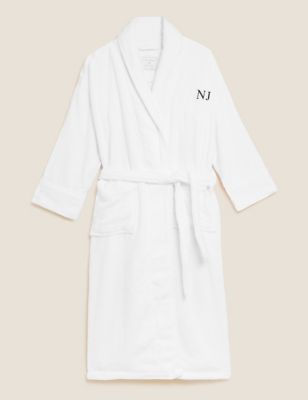 M&S Personalised Womens Towelling Dressing Gown - White, White