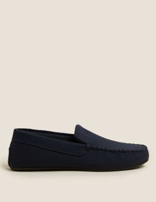 M&S Personalised Men's Herringbone Slippers - 7 - Dark Blue Mix, Dark Blue Mix