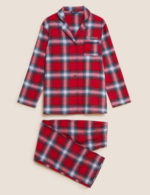 M&S Womens Personalised Womens Family Checked Pyjamas Set - 6 - Red Mix, Red Mix