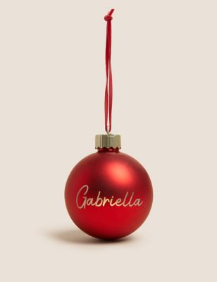 M&S Personalised Light Up Merry Bauble - Red, Red