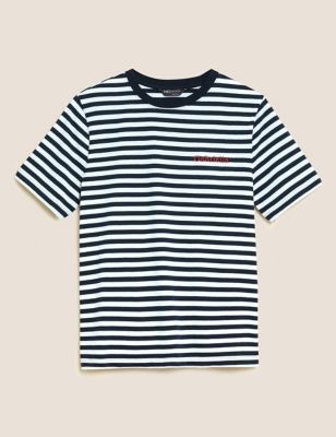 M&S Womens Personalised Women's Striped Straight Fit T-Shirt - 6 - Navy Mix, Navy Mix