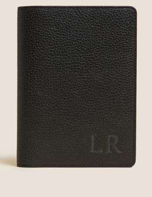Autograph Personalised Leather Passport Holder - Black, Black