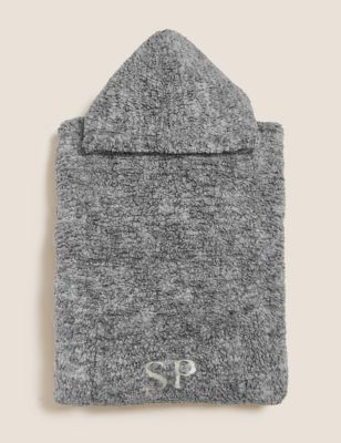 The M&S Snuggle Personalised Teddy Fleece Hooded Blanket - Small - Grey, Grey