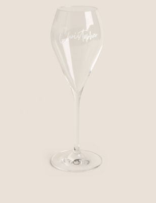 M&S Personalised Name Prosecco Glass - White, White,Clear