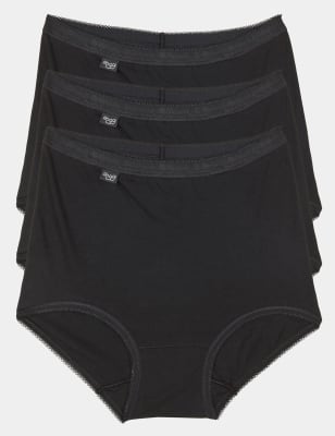 Sloggi Women's 3pk High Waisted Full Briefs - 10 - Black, Black,Beige,Grey Mix