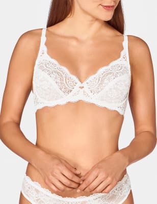 

Womens Triumph Amourette 300 Lace Underwired Full Cup Bra B-G - White, White