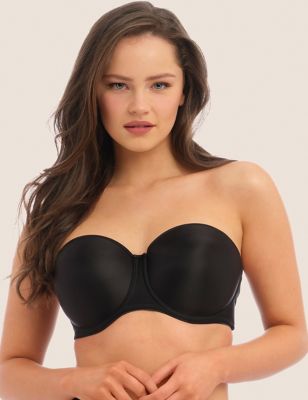 Fantasie Womens Smoothing Wired Moulded Strapless Bra C-G - 30DD - Black, Black,Nude