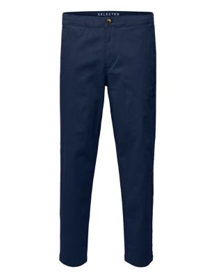 M&S Selected Homme Mens Tapered Fit Cotton Rich Stretch Trousers