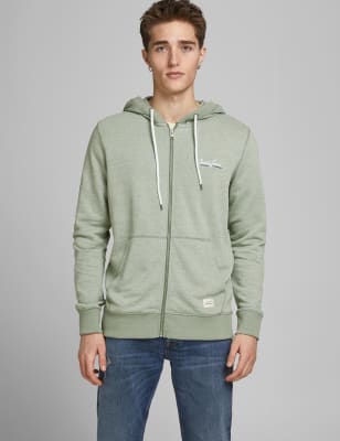 

Mens JACK & JONES Cotton Rich Zip Up Hoodie - Sea Green, Sea Green
