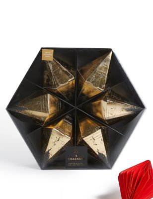 Black & Gold Diamond Shaped Christmas Crackers Pack of 6 | M&S