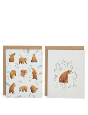 Pack of 8 Illustrated Bear Blank Cards | M&S