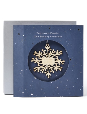 Boxed Christmas Charity Card for Both of You with Wooden Decoration Keepsake | M&amp;S