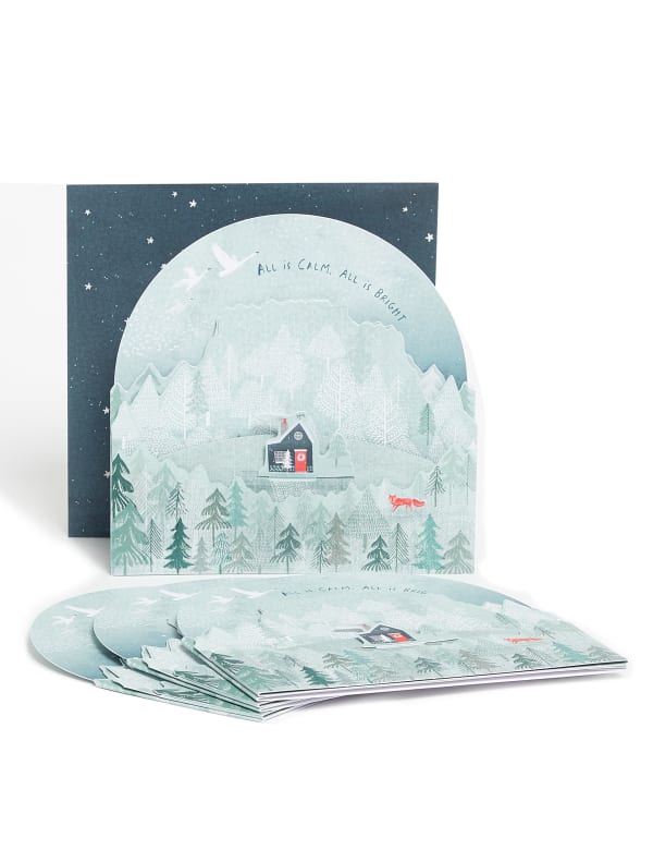 3d Winter Scene Charity Christmas Cards Pack Of 4 M S