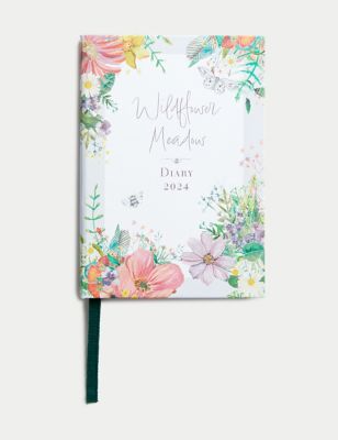 M&S 2024 Small A6 Week to View Diary - Wildflower Meadow Design