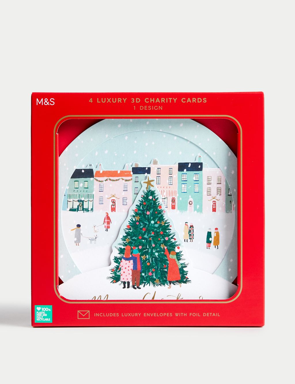 Luxury Charity Christmas Cards - Pack of 4, 3D Snow Globe Design