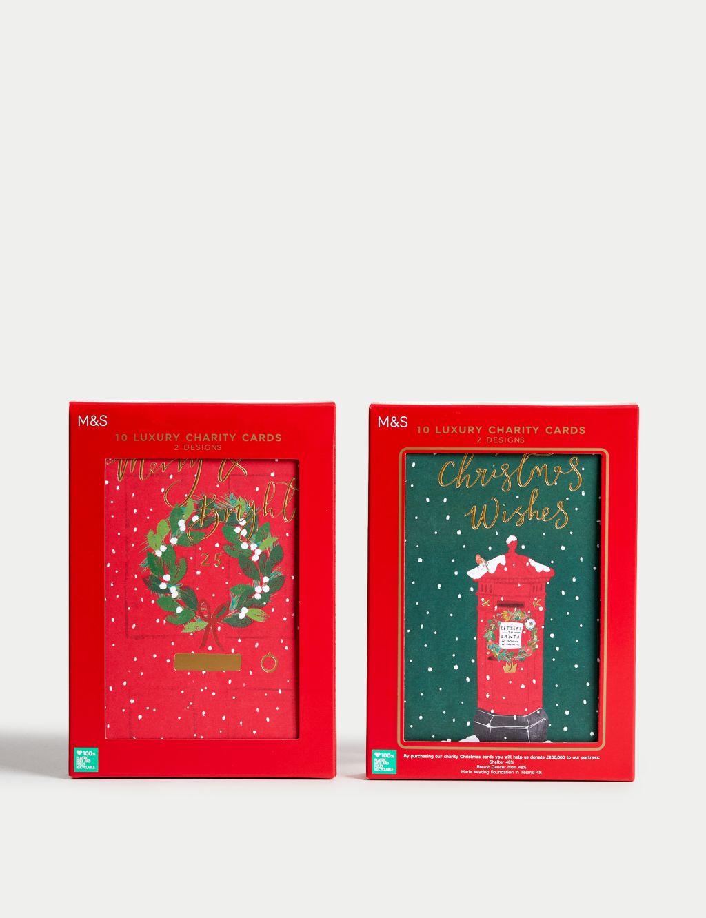 Luxury Charity Christmas Cards - Pack of 20, 2 Festive Designs