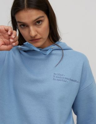 Cotton Embroidered Slogan Relaxed Hoodie | Nobody's Child | M&S