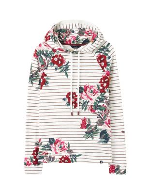 M&S Joules Womens Pure Cotton Floral Long Sleeve Hoodie