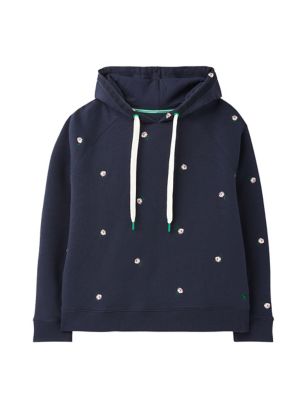 M&S Joules Womens Cotton Rich Floral Embroidered Relaxed Hoodie