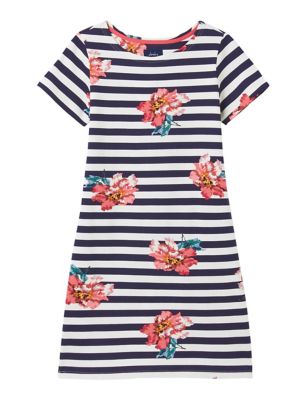 M&S Joules Womens Pure Cotton Striped Print T-Shirt Dress