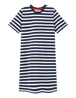 M&S Joules Womens Pure Cotton Striped Midi T-Shirt Dress