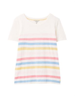 M&S Joules Womens Pure Cotton Striped Scoop Neck T-Shirt