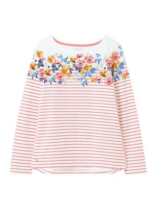 M&S Joules Womens Pure Cotton Floral Long Sleeve Top