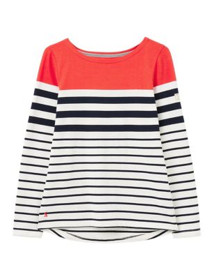 M&S Joules Womens Pure Cotton Striped Long Sleeve Top