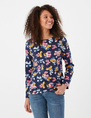 M&S Joules Womens Jersey Floral Scoop Neck Relaxed Top