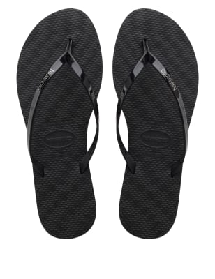 M&S Havaianas Womens Metallic Flip Flops - 39/40 - Black, Black,Grey