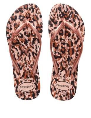 M&S Havaianas Womens Animal Print Flip Flops - 35/36 - Rose Mix, Rose Mix,Light Grey Mix