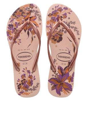 M&S Havaianas Womens Floral Flip Flops - 37/38 - Rose, Rose