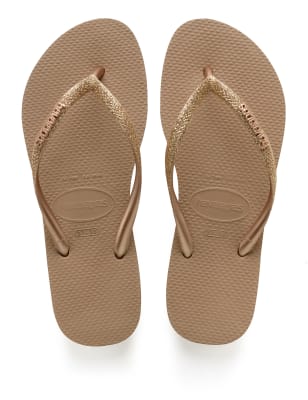 M&S Havaianas Womens Glitter Flip Flops - 37/38 - Rose Mix, Rose Mix