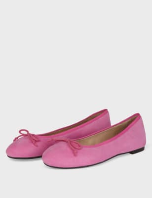 M&S Hobbs Womens Leather Bow Flat Ballet Pumps - 38 - Violet, Violet