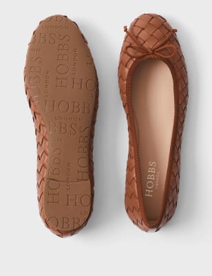 M&S Hobbs Womens Leather Slip On Ballet Pumps - 40 - Tan, Tan