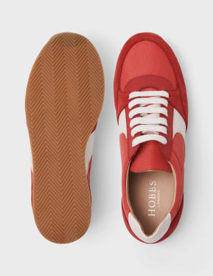 M&S Hobbs Womens Lace Up Leather Trainers - 37 - Red Mix, Red Mix