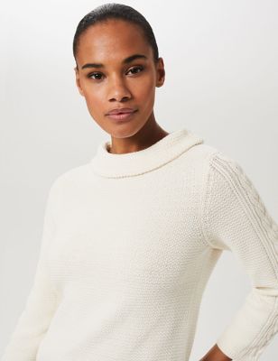 M&S Hobbs Womens Pure Cotton Knitted High Neck Sweatshirt