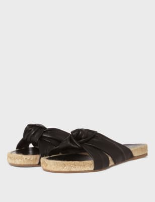M&S Hobbs Womens Leather Knot Sandals - 37 - Black, Black