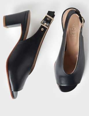 M&S Hobbs Womens Leather Buckle Open Toe Slingback Shoes - 41 - Navy, Navy