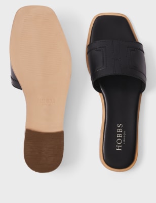 M&S Hobbs Womens Leather Flat Sandals - 36 - Black, Black