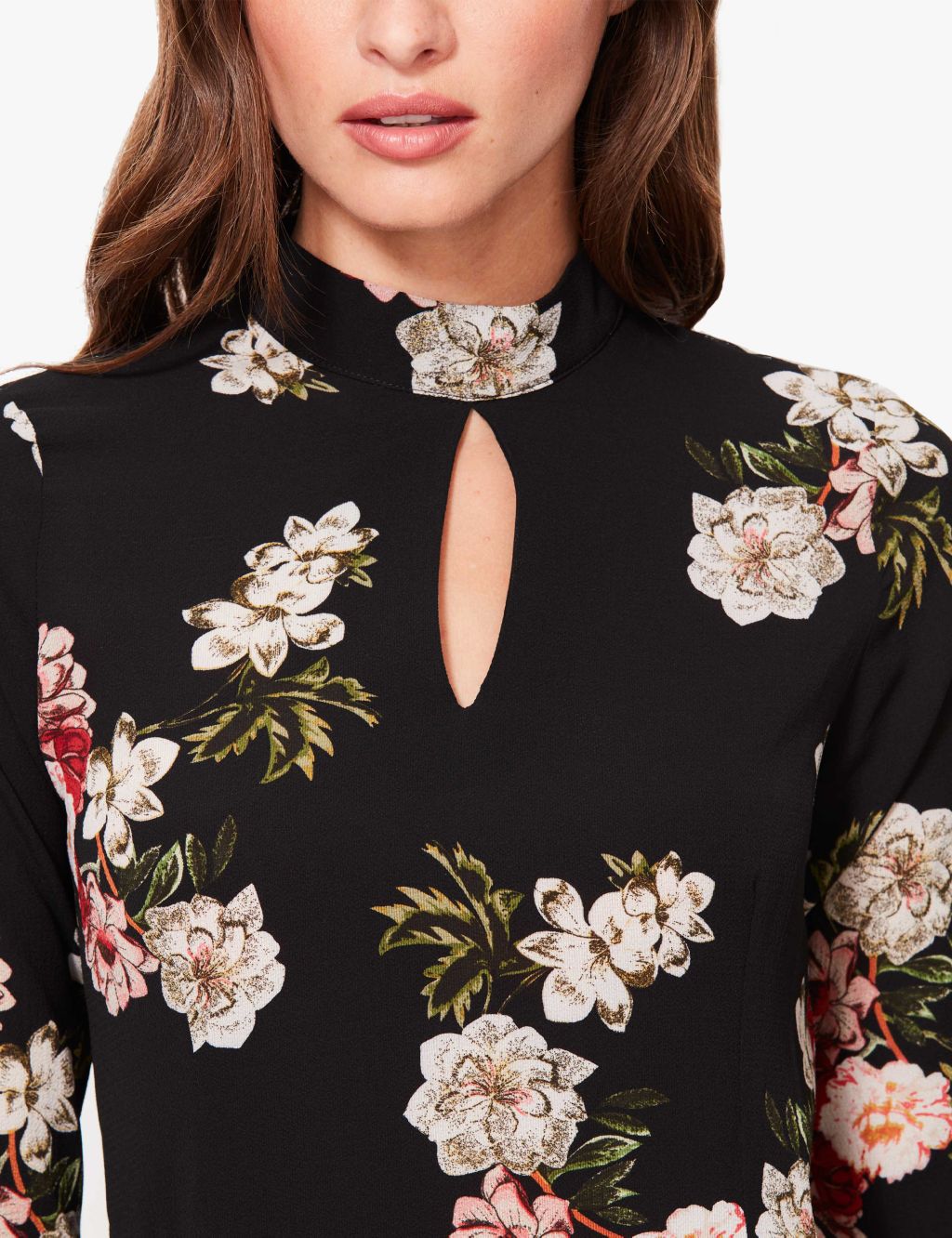 Floral High Neck Long Sleeve Top image 2