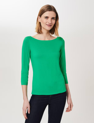 Jersey Slash Neck 3/4 Sleeve Top | HOBBS | M&S