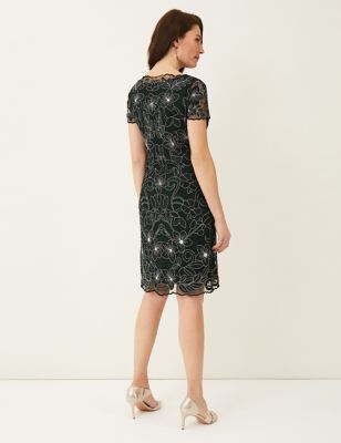 M&S Phase Eight Womens Floral Embroidered Knee Length Shift Dress
