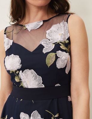 M&S Phase Eight Womens Embroidered Floral Skater Dress