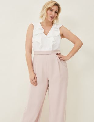 M&S Phase Eight Womens Frill Detail Sleeveless Waisted Jumpsuit
