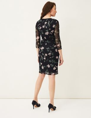 M&S Phase Eight Womens Floral Lace V-Neck Waisted Dress