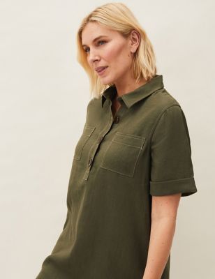 M&S Phase Eight Womens Pure Linen Mini Shirt Dress