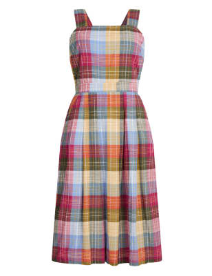 Pure Cotton Checked Midi Dress | Seasalt Cornwall | M&S